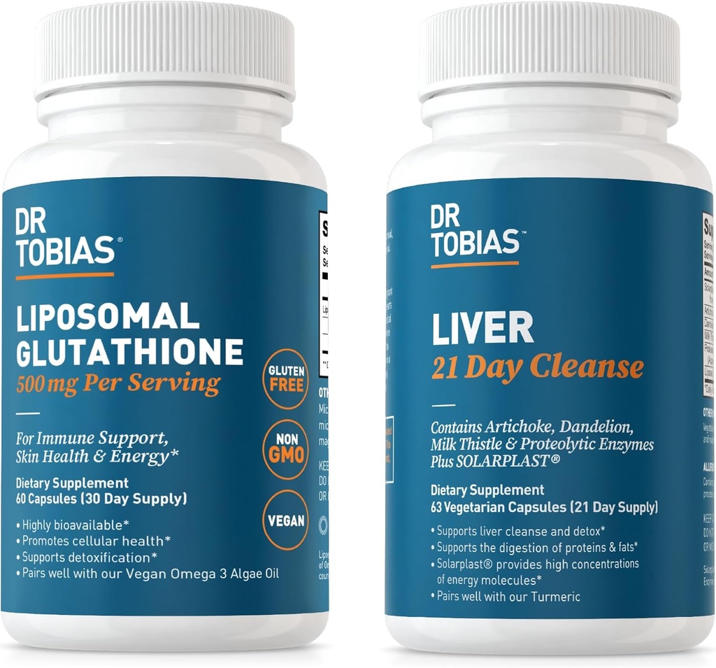 Dr. Tobias Liver 21 dagers rengjøring og Liposomal glutathione - Støtter leverdetox, immunfunksjon og energinivå - Vegan, ikke-GMO