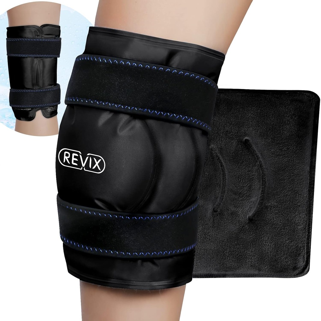 REVIX XL Ispakke for Knee erstatning gjenoppretting, isbryting med kald komprimering for dekomfort og tretthet, Gel Cold Pack Wrap rundt hele kneet, fremme fleksibilitet og mobilitet
