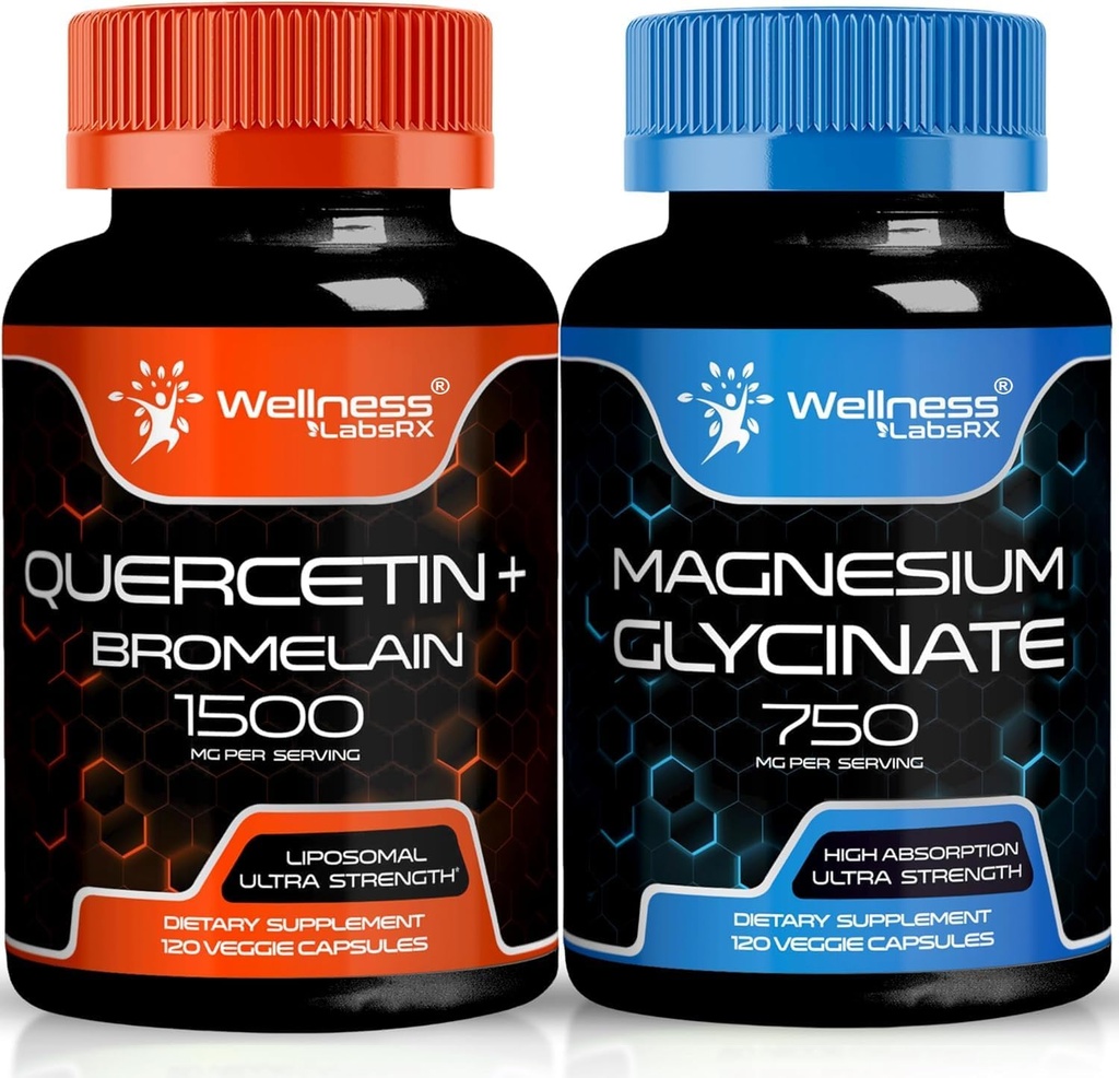 WELLNESS LABSRX Quercetin med Bromelain | Magnesium Glycinate Kapsler