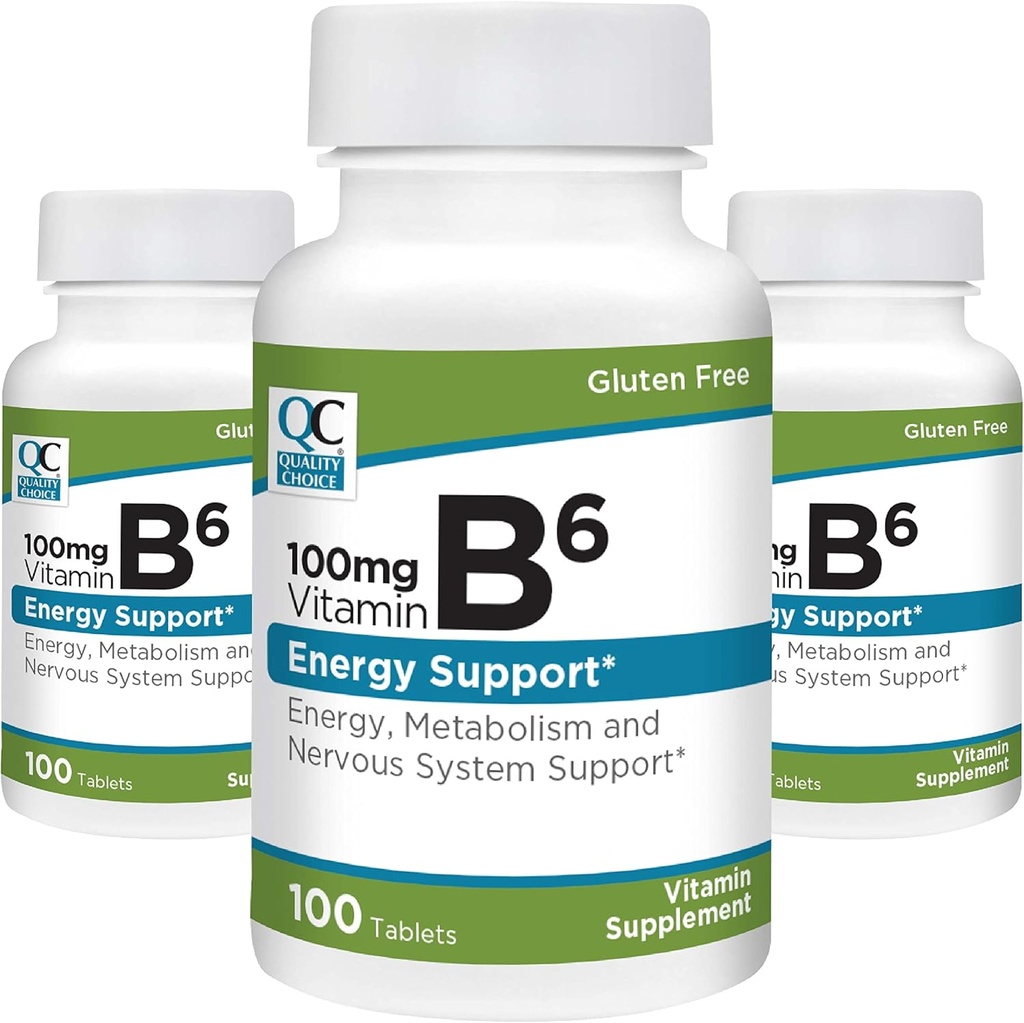 Quality Choice Vitamin B6 100mg 100 greve flasker av tabletter (3 pakke)