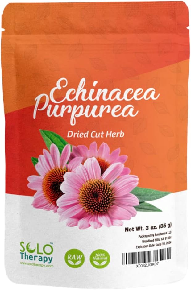 Echinacea Purpurea Herb 3 oz, Echinacea Purpurea Urt Te, Tørket kutte urt, forseglbar pose, Premium kvalitet, 100% naturlig