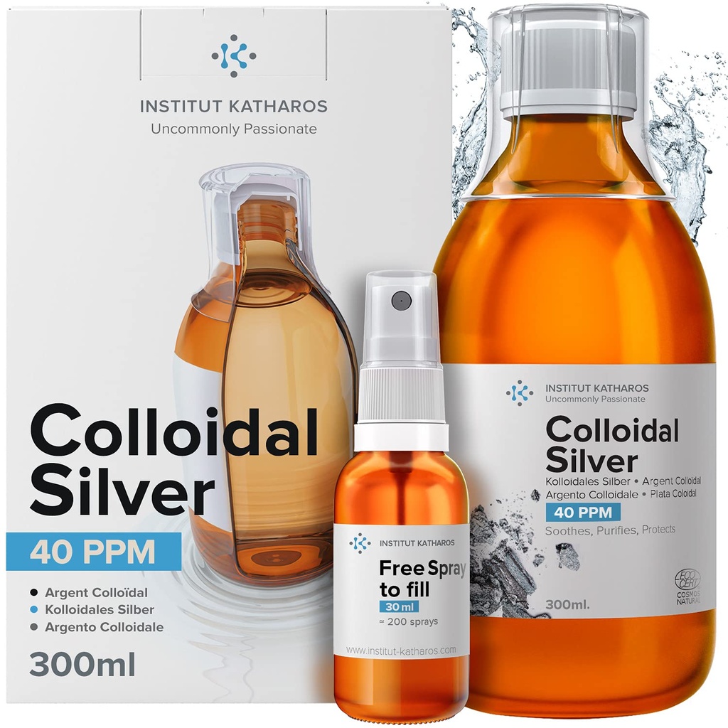 Colloidal sølv flytende 10 fl oz & Spray å fylle ● Bioaktiv Hydrosol sølvvann ● Naturlig immun støtte Nano Sol Supplement løsning ● Ionic Minerals 40 PPM ● Organisk strukturert Plata Coloidal