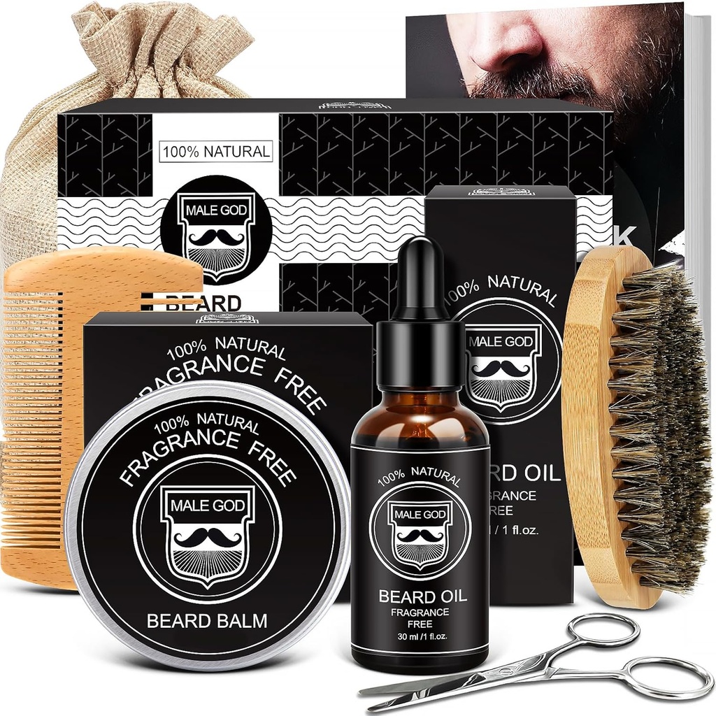 MALE GUD Beard Kit w/Naturlige ingredienser, egnet for all hud, Bursdag gaver | jubileum | Julegaver | Mens Strømper Stuffers | Gaver for menn, Ham, Ektemann, Kjæreste, Pappa, Venner