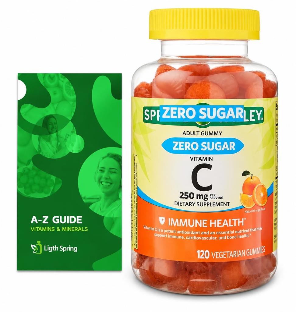 Null Sugar C Gummies Diett Supplement, 250 mg, 120 Ct Bundle med eksklusive vitaminer og mineraler - A til Z - Bedre Ligth & Spring Guide