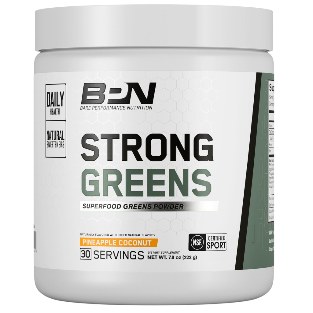 BARE PERFORMANCE NUTRITION, BPN Sterk Grønn Superfood pulver, Forbedret digestion, økt energi, immunsystemstøtte, Pineapple Coconut
