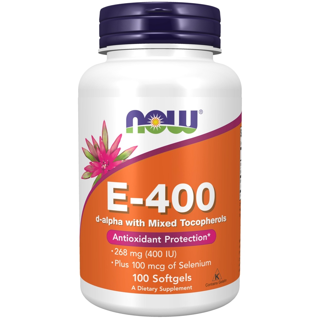 NU Kosttilskudd, vitamin E-400 IU, blandet tokoferoler, antioksidant beskyttelse*, 100 Softgels
