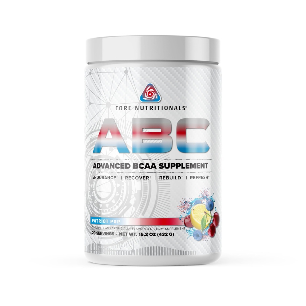 Core Nutritionals ABC Avansert BCAA Supplement | Amino Acid Recovery Blande med glutamin, Beta Alanine, Citrulline Malate | 20 Serveringer (Patriot Pop)