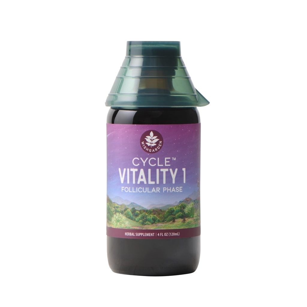 WishGarden Urter Syklus Vitalitet I Follikulær fase - Plantebasert Herbal Supplement w/Vitex & Black Cohosh, støtter optimale estrogen nivåer og oppmuntrer sunne menstruasjonssykluser og leverfunksjon, 4oz