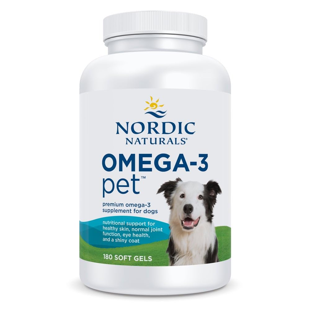 Nordic Naturals Omega-3 Pet, Unflavored - 180 Soft Gels - 320 mg Omega-3 Per Soft Gel - Fiskeolje til hunder med EPA & DHA - Fremmer hjerte, hud, Coat, & Immune Health