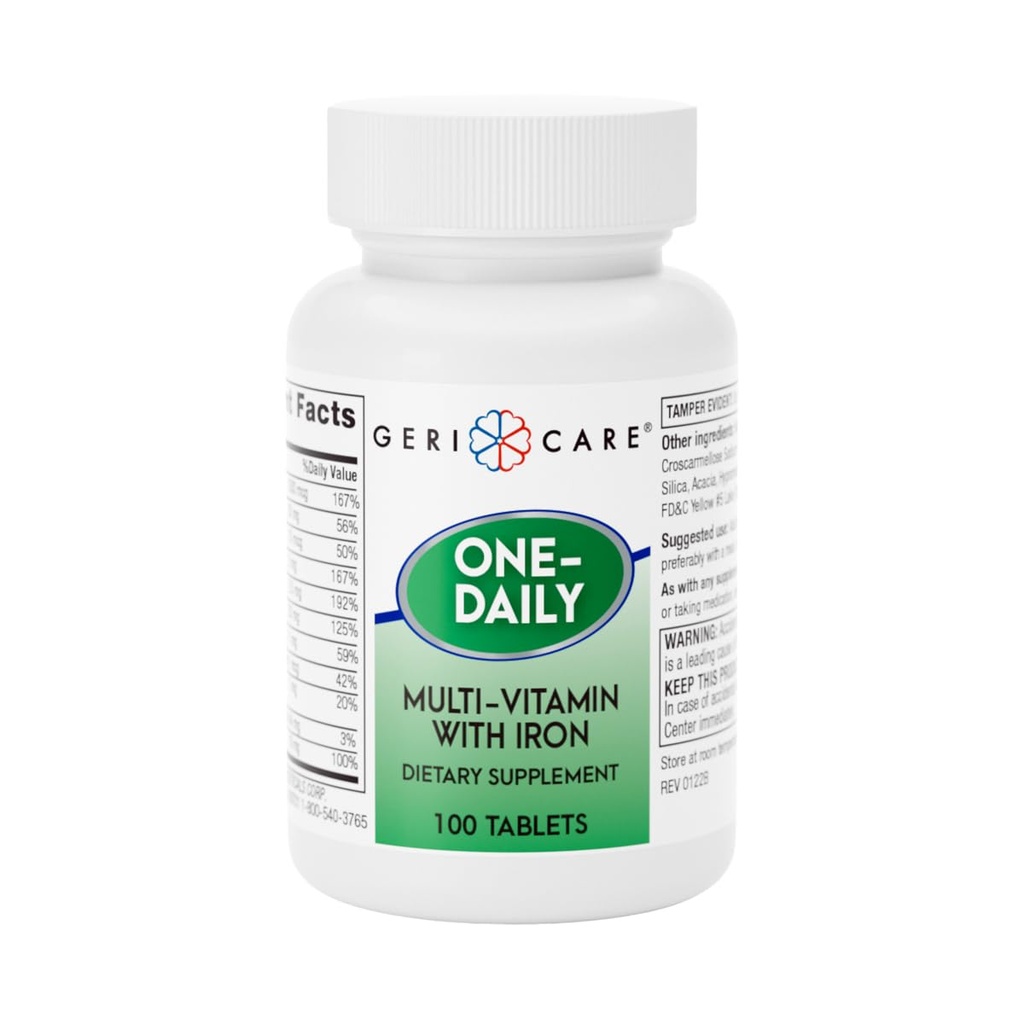 GeriCare En-Daily Multi-Vitamin med jerntabletter, 100 greve (pakke med 1)