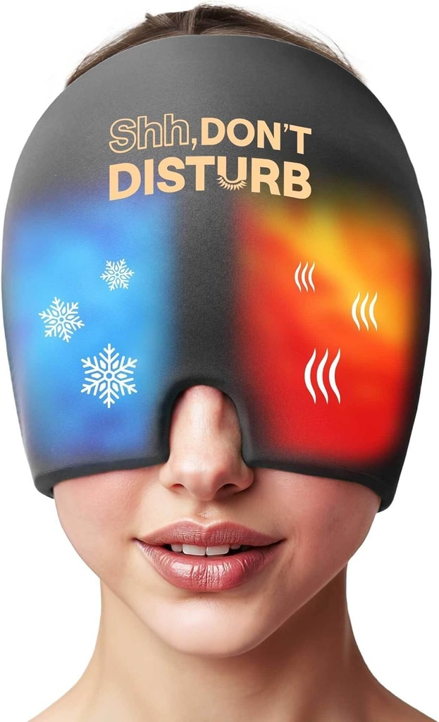 Migraine Relief Cold Cap - Reusable Gel Ice Pack Head Wrap for hodepine, Puffy Eyes, Sinus Pressure, Hangover – 360° Kompresjon Migraine Hat for kvinner og menn – Kjøle Cap for tøy og stress Relief