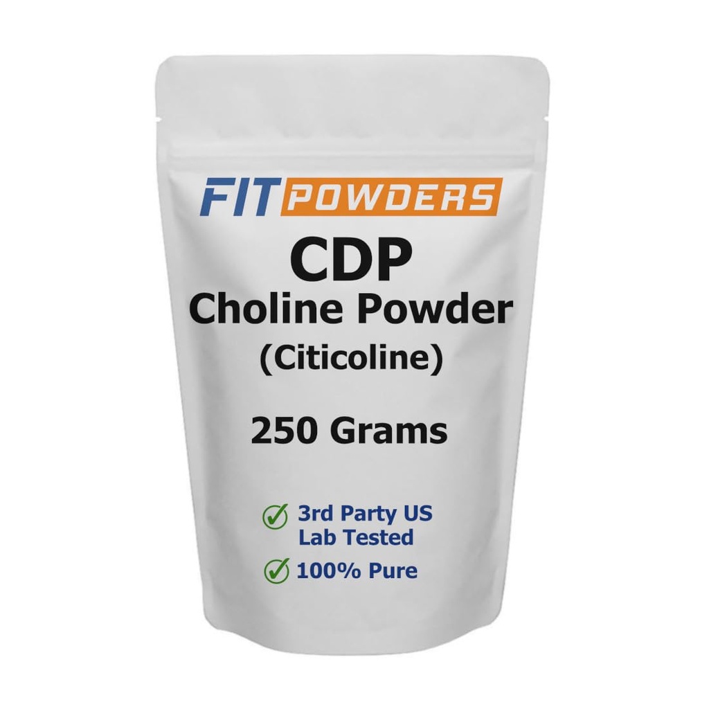 Citikolin pulver, CDP Choline pulver ren med Scoop, ikke-GMO, kognitivt kosttilskudd for hukommelse og læring (250 gram)