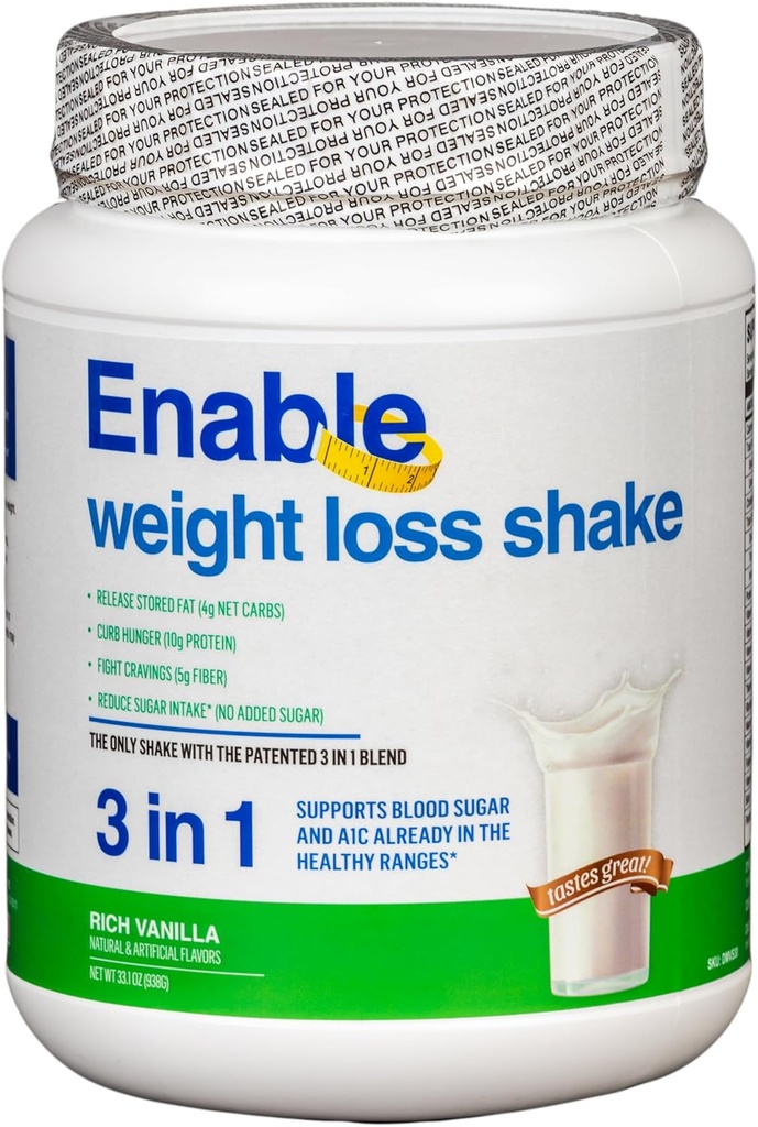 Aktivere vekttap Shake - Delicious Vanilla Flavor for sunn og tilfredsstillende måltid erstatning, 2lb 8oz