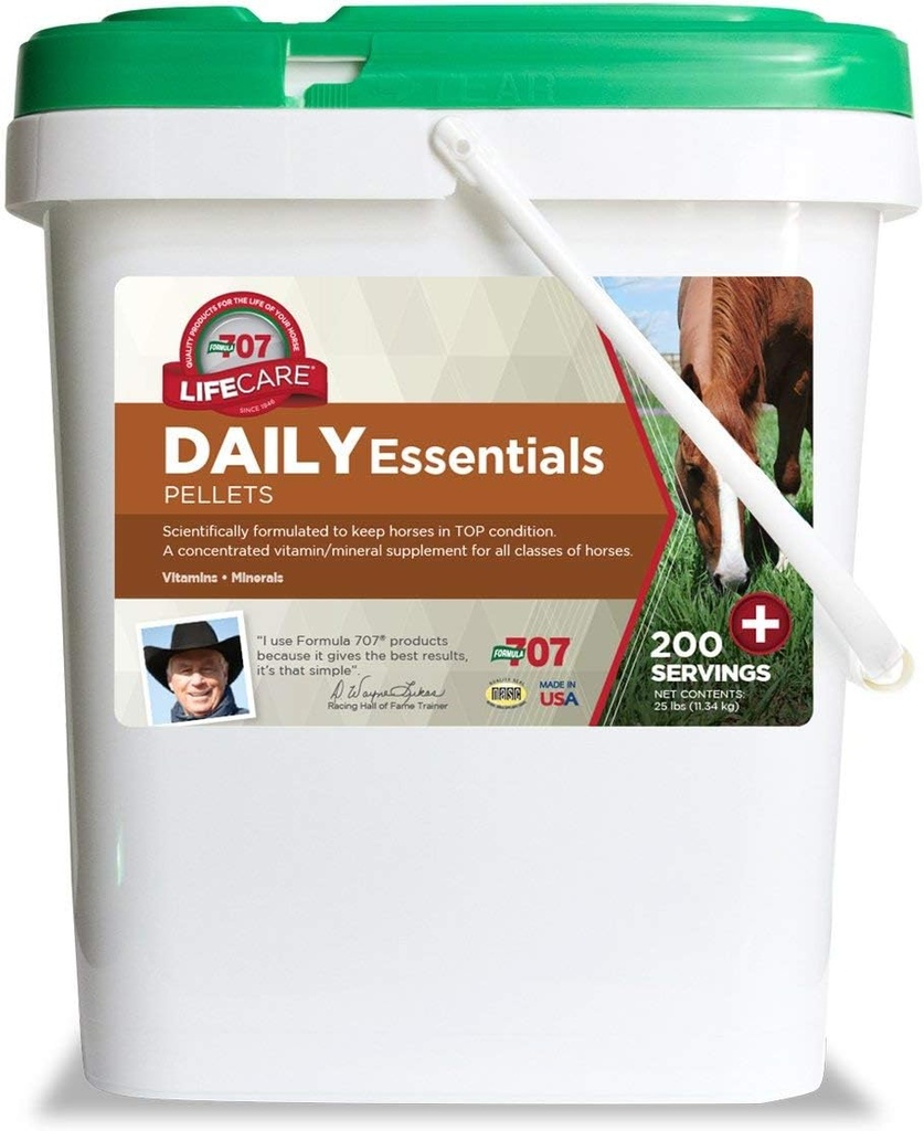 Formel 707 daglig essensielt Equine Supplement, 25lb Bucket - komplette vitaminer og mineraler for superior helse og tilstand i hester