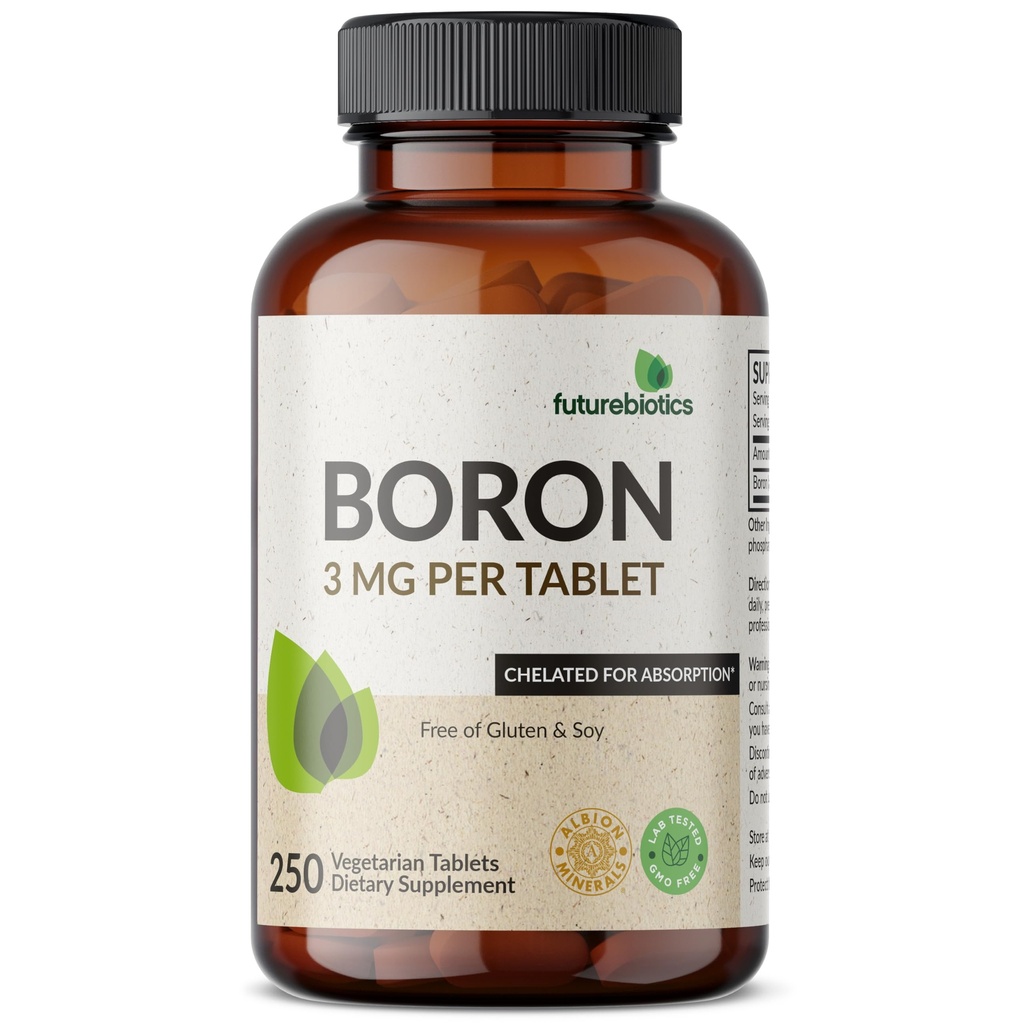 Futurebiotika Bor 3 mg, vegetarisk, ikke-GMO, Chelated for absorpsjon, 250 tabletter