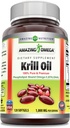 Amazing Omega Krill olje med Omega 3s EPA, DHA, Fosfolipider og Astaxanthin 1000 mg per servering 120 mykgels Supplement | Ikke-GMO | Glutenfri