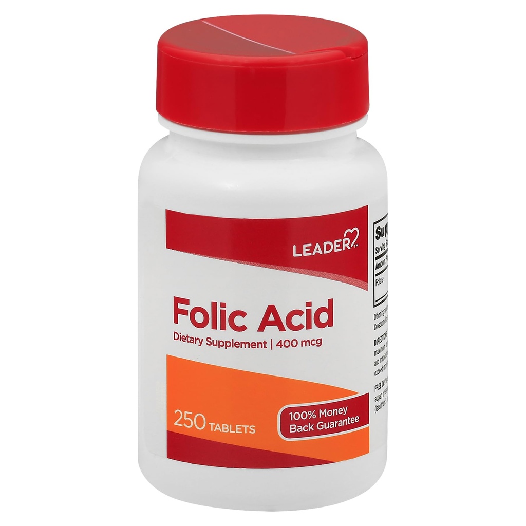 Leder Folinsyre 400MCG tabletter 250 Ct. Viktig for cellevekst og utvikling
