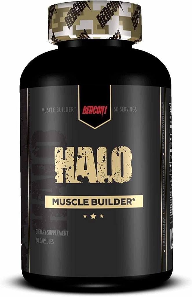 REDCON1 Halo Muscle Builder Supplement - Glutenfri + Keto Vennlig å støtte muskelmasse vekst - Inneholder kinesisk Smalax Root Extract å forbedre Nitrogen Retention (60 kapsler)