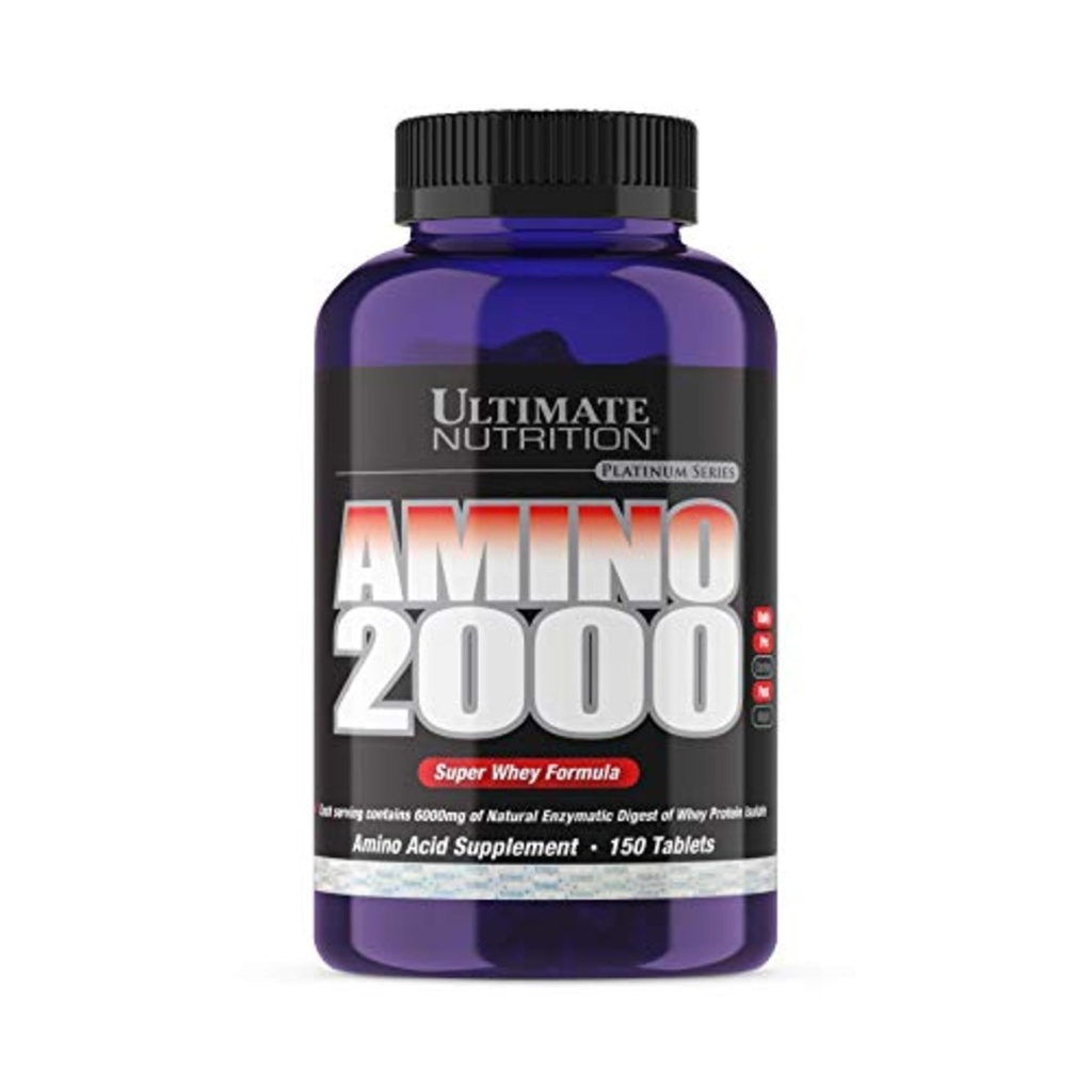 Ultimate ernæring Amino 2000 tabletter, Super Whey formel, Aminosyre kosttilskudd med L-Leucine, L-isoleucine, og L-Valine, 2000mg, 150 tabletter