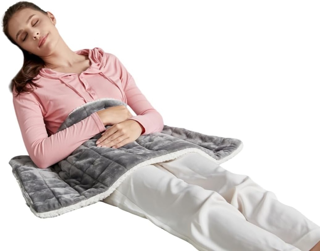 Vektet oppvarmingspad for periodkramper og ryggsmerter, XL Oppvarmingspute 17"x33", Elektrisk oppvarmingspad for skulder, 4.9LB Oppvarmet pad med 4 oppvarmingsnivåer, Dorm Room Essentials, Maskinvaskbar
