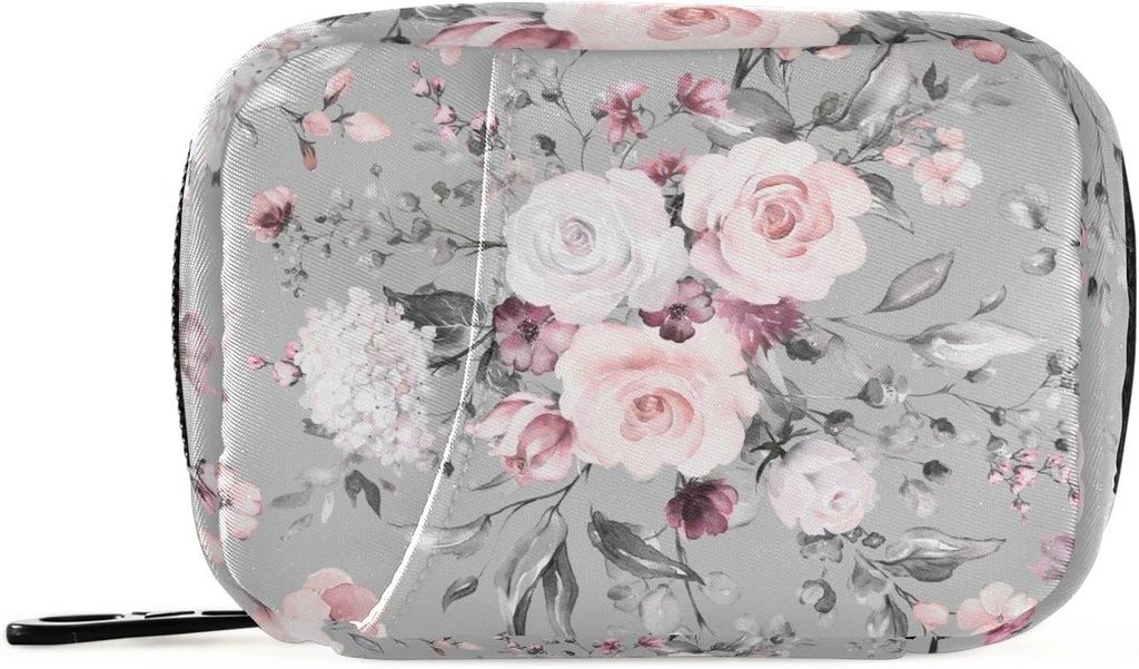 Akvarell Blomster Pill Box 7 Day Pill Veske Reise Pill Organizer Veske med glidelås Bærbar ukentlig Vitamin medisin Supplement Holder Pouch Veske