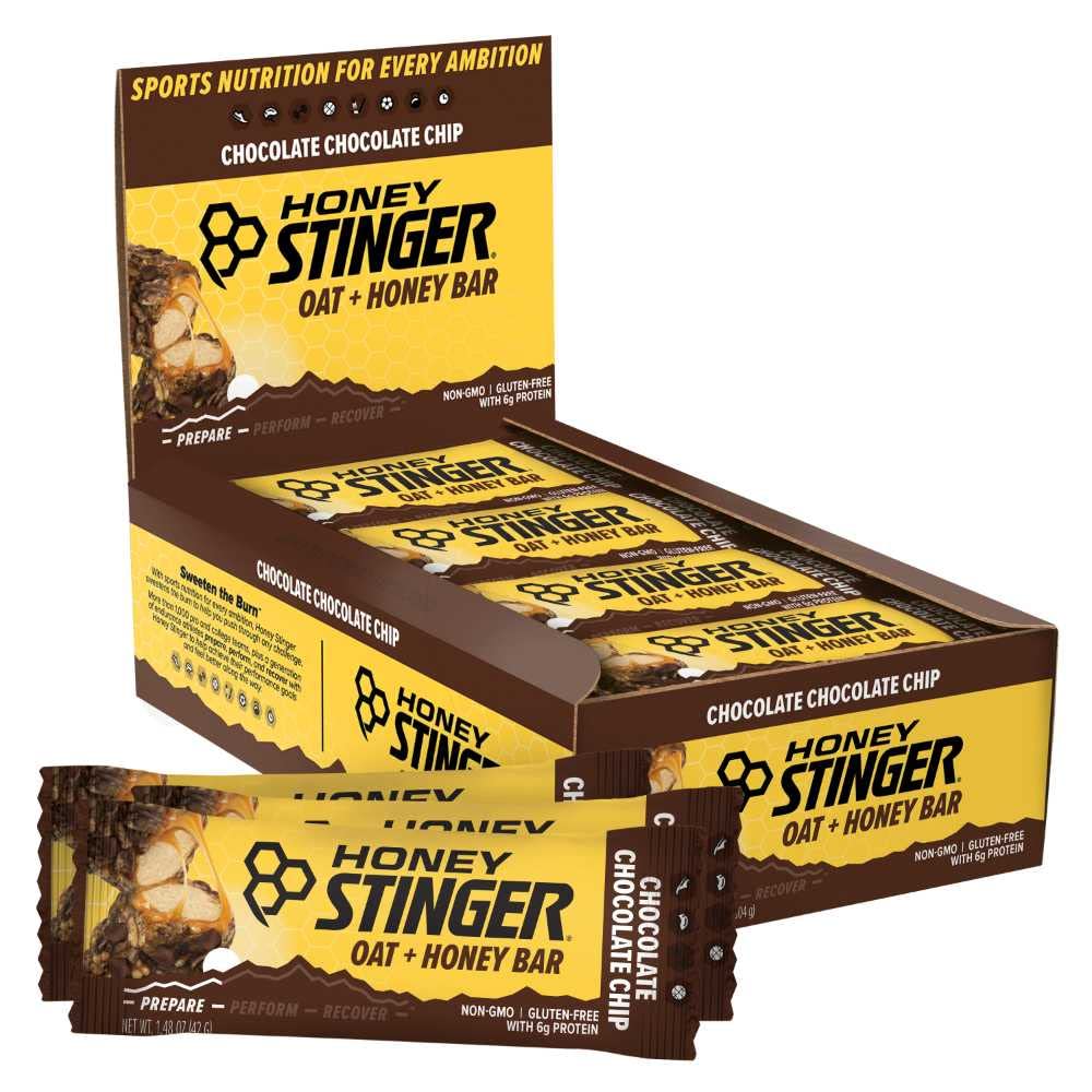 Honning ingefær havre + honning bar, sjokolade sjokolade chip, energi pakket mat til å forberede seg på mosjon, utholdenhet og ytelse, sportsernæring snack bar, pre-arbeid, protein, glutenfri, boks med 12