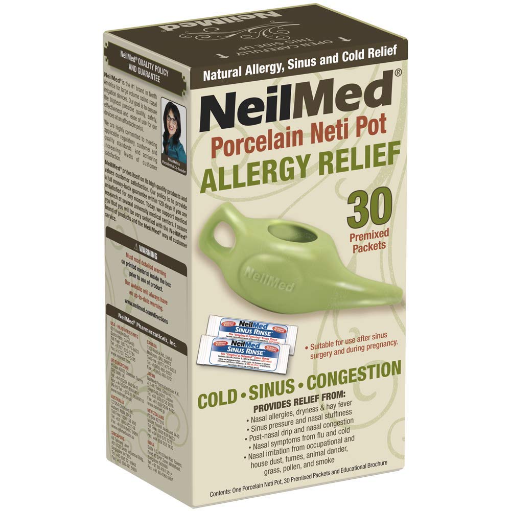 NeilMed Classic Porcelain Neti Pot Grønn med 30 Forblandede pakker