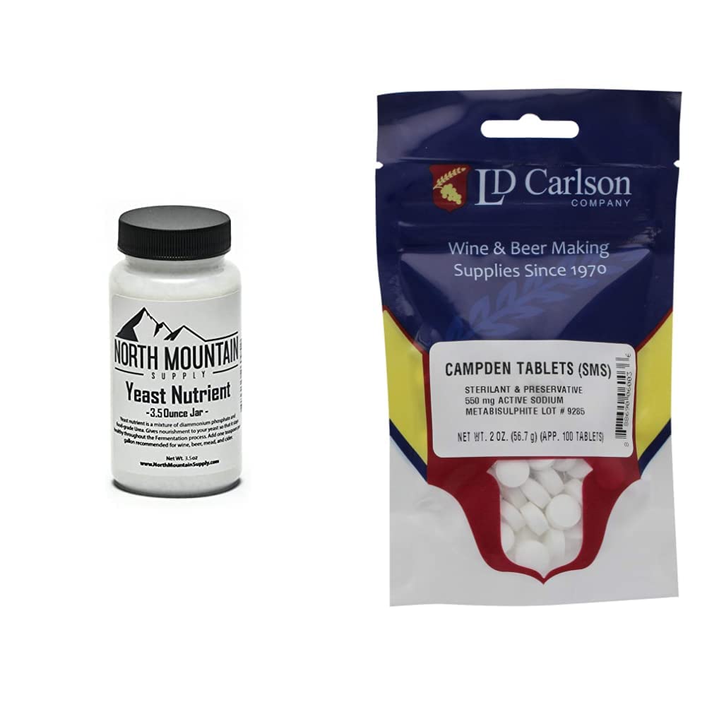 North Mountain Supply Food Grade Yeast Nutrient - 3.5 Ounce Jar & Campden Tabletter (natrium metabisulfit) - 2 Oz(100 Tabletter)