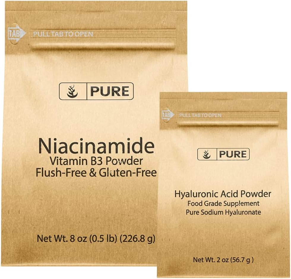 PURE ORIGINAL INGREDIENTS Niacinamid & Hyaluronsyrebundel, vannløselig, fint pulver