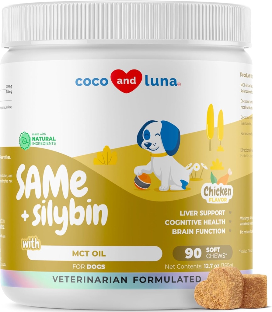 Det samme gjelder hunder - 90 myke Chews - S-Adenosyl-L-Methionine, Liver Supplement - Brain Health, fremmer kognitiv støtte, lever støtte (Same & Silybin Soft Chews)
