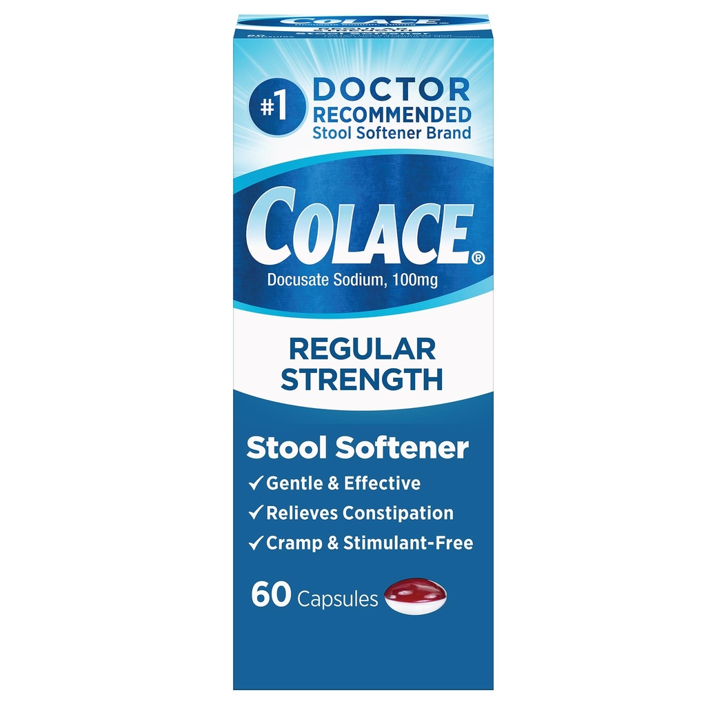 Colace Regelmessig styrke Stool Softener 100 mg Kapsler 60 Count Docusate Natrium Stool Softener for mildt avhengig relief
