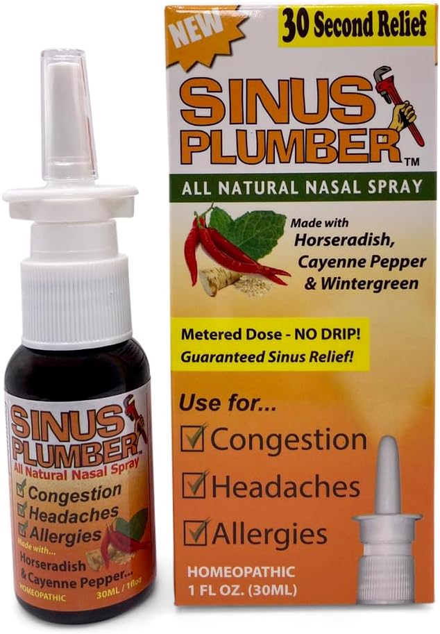 Sinus Plumber Pepper Nasal Spray, Allergi og Sinus Relief, Congestion, hodepine, 1 fl oz