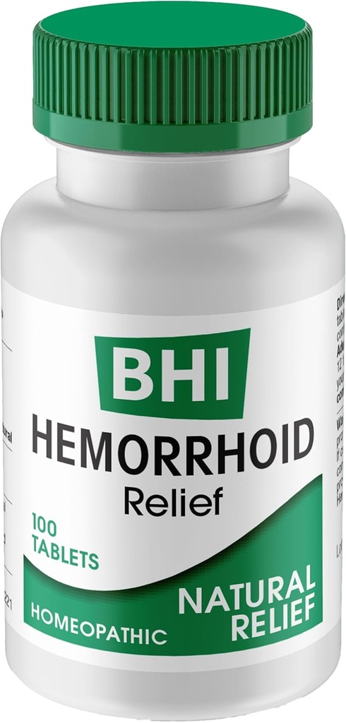 BHI Naturlig hemorroide relief lindrer brenning, hevelse, kløe, rektal smerte og diskomfort 8 Maksimal styrke homøopatiske aktive ingredienser ease fra innsiden for kvinner og menn - 100 tabletter