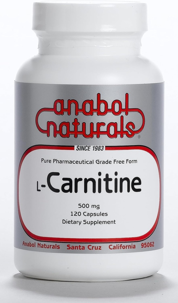 Anabol Naturals L-karnitin 120 kapsler- 500mg ren L-karnitin per kapsel, 120 serveringer