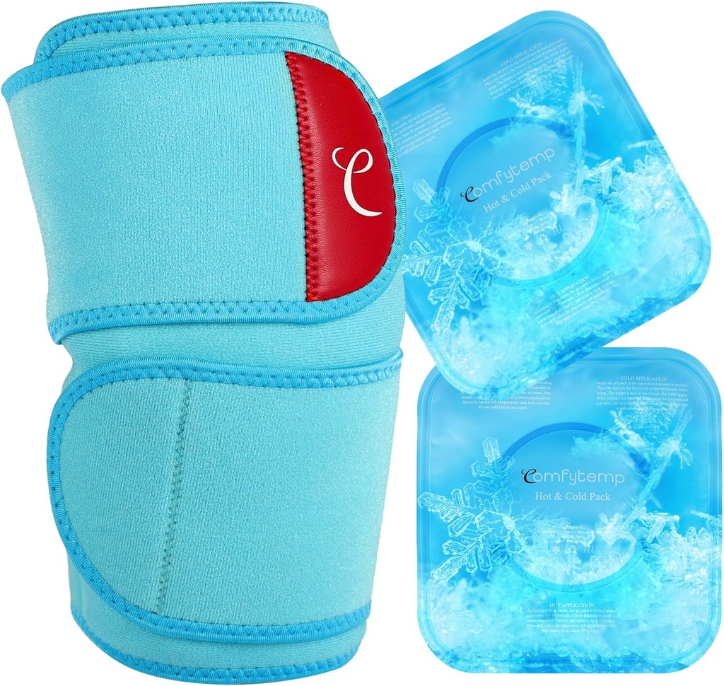 Comfytemp Stor Knee Ice Pack Wrap med 2 Gel Myk kald pakke, Reusable komprimering kne Brace for Meniscus Tear, Joint Pain Relief, Arthritis, ACL, etter kirurgi få godt gaver, menn kvinner løper Gear