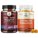 Natures Craft Bundle av vegansk uric syre renser og detox for menn og kvinners ledd nyrer og mer og gummier for voksne fersken flavor - ekstra styrke felles støtte gummier