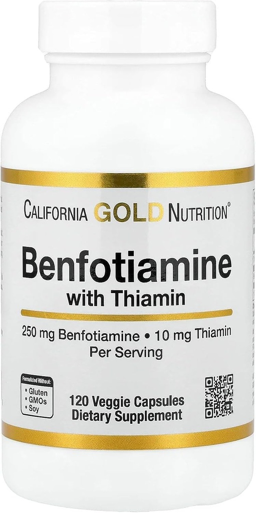 California Gold Nutrition Benfotiamine med Thiamin, 250 mg, 120 Veggie Capsules