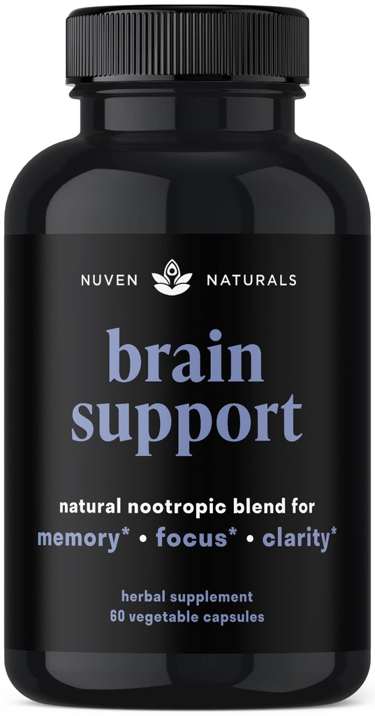 Brain Support Supplement - Naturlig minne og fokus Supplement med Lions Mane, Ginkgo Biloba, Bacopa Monnieri & Ashwagandha Root - Naturlig Nootropics & Brain Booster ® 60 Kapsler