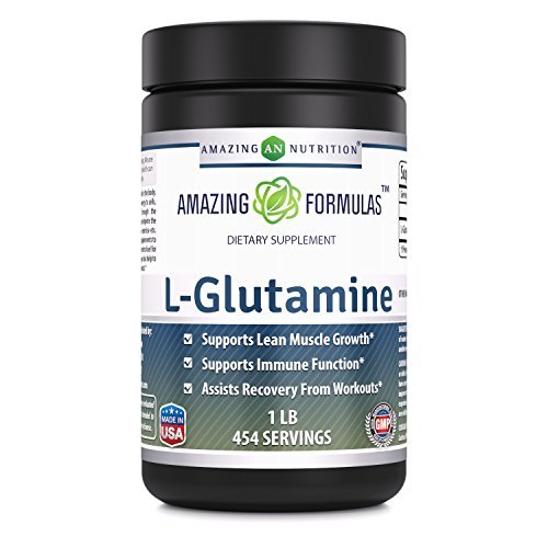 Amazing Formler L-Glutamine pulver Aminosyre Supplement | 1 Gram per servering | 454 Serveringer (uovertruffen | 1 LB) | Ikke-GMO | Glutenfri | laget i USA