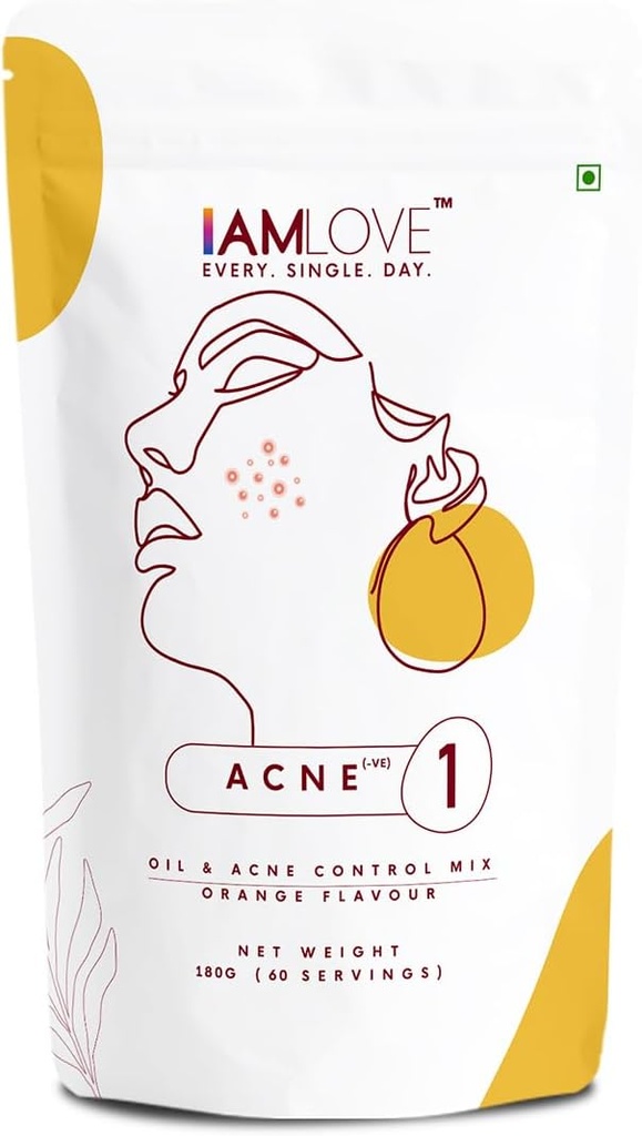 I AM LOVE Acne Negativt Supplement pulver - 180g For menn og kvinner | Redusere overflødig olje, mild til moderat Acne Pimples & åpen porer | Plantebasert hud Supplement med B komplekse vitaminer, sink, kromium
