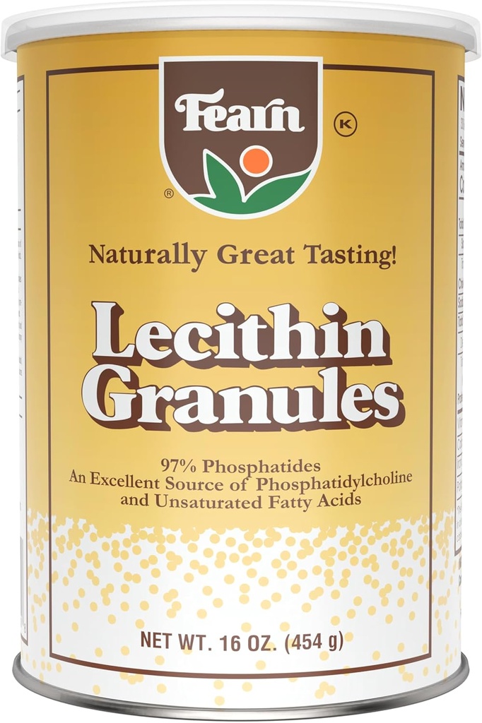 Fearn Natural Foods Soy Lecithin Granules – Fett Emulgator med essensielle næringsstoffer for helse, forbedre teksturen av kaker, brød og DIY Gummies, 16 Oz