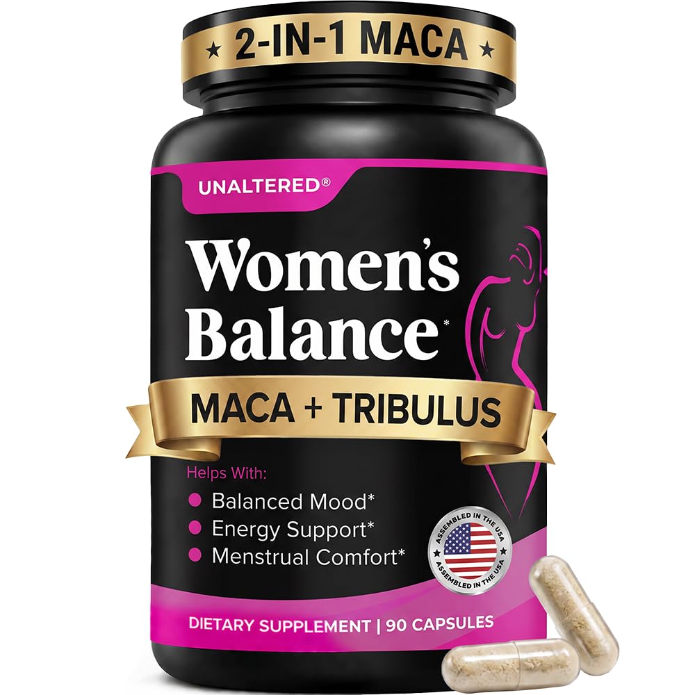 UNALTERED Hormon Balance & Mood støtte for kvinner - støtter naturlig Hormonal Balance & Energi med Tribulus Terrestris & Red Maca Root Extract - Diett Supplement - 90 Vegan Kapsler