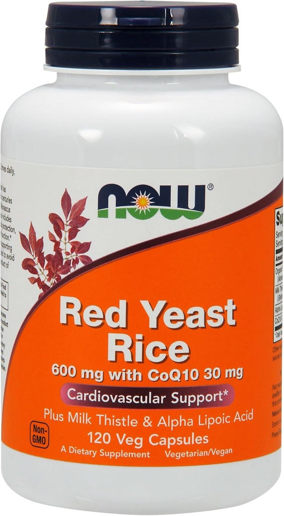 Nå mat, rød yeast med Co Q10 Ala, 120 Veggie kapsler