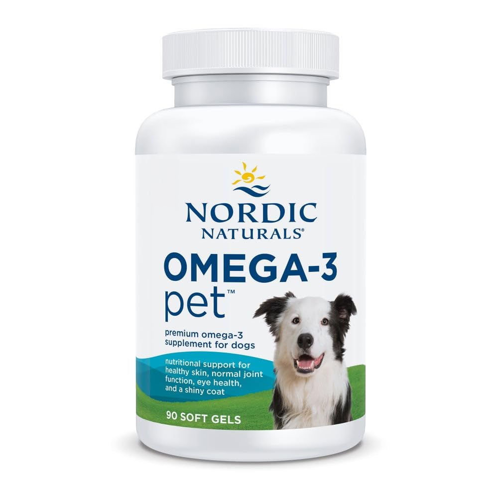 Nordic Naturals Omega-3 Pet, Unflavored - 90 Soft Gels - 320 mg Omega-3 Per Soft Gel - Fiskeolje til hunder med EPA & DHA - Fremmer hjerte, hud, Coat, & Immune Health