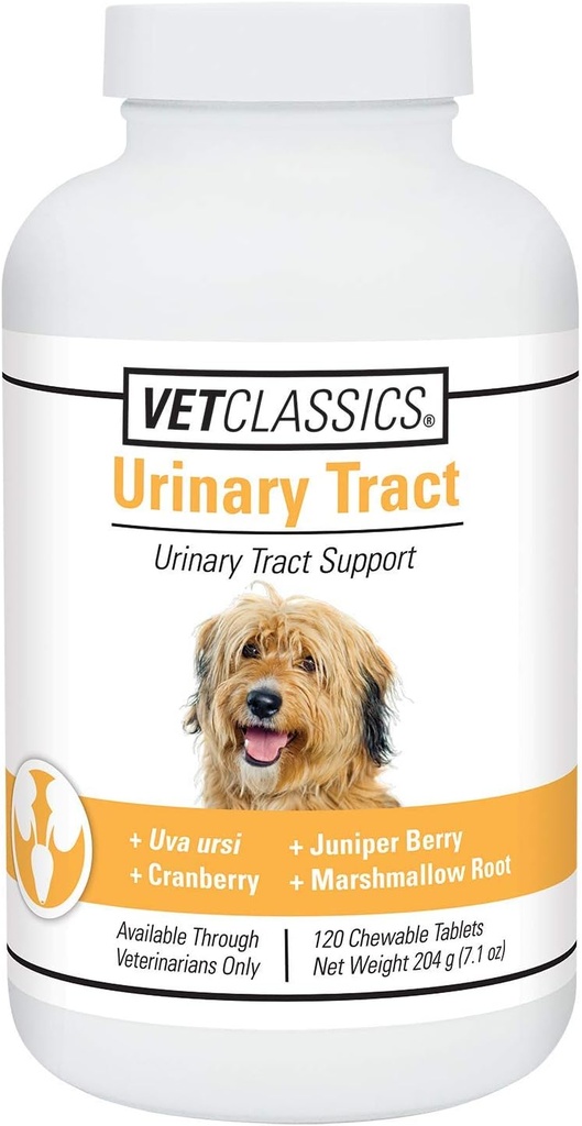 Vet Classics urinveistraktor hund Supplement- urinveistraktor støtte for hunder, kjæledyr inkontinens- tranebær hund kosttilskudd - Chewable tabletter 120 Ct.
