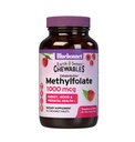 Bluebonnet EarthSweet Metylfolat 1000 mikrog Cellular Active Coenzyme 5-MTHF L Metyl Folate Supplement - Prenatal & energistøtte - ikke-GMO, Vegansk, Glutenfri - Bringebær - 90 Chewable tabletter
