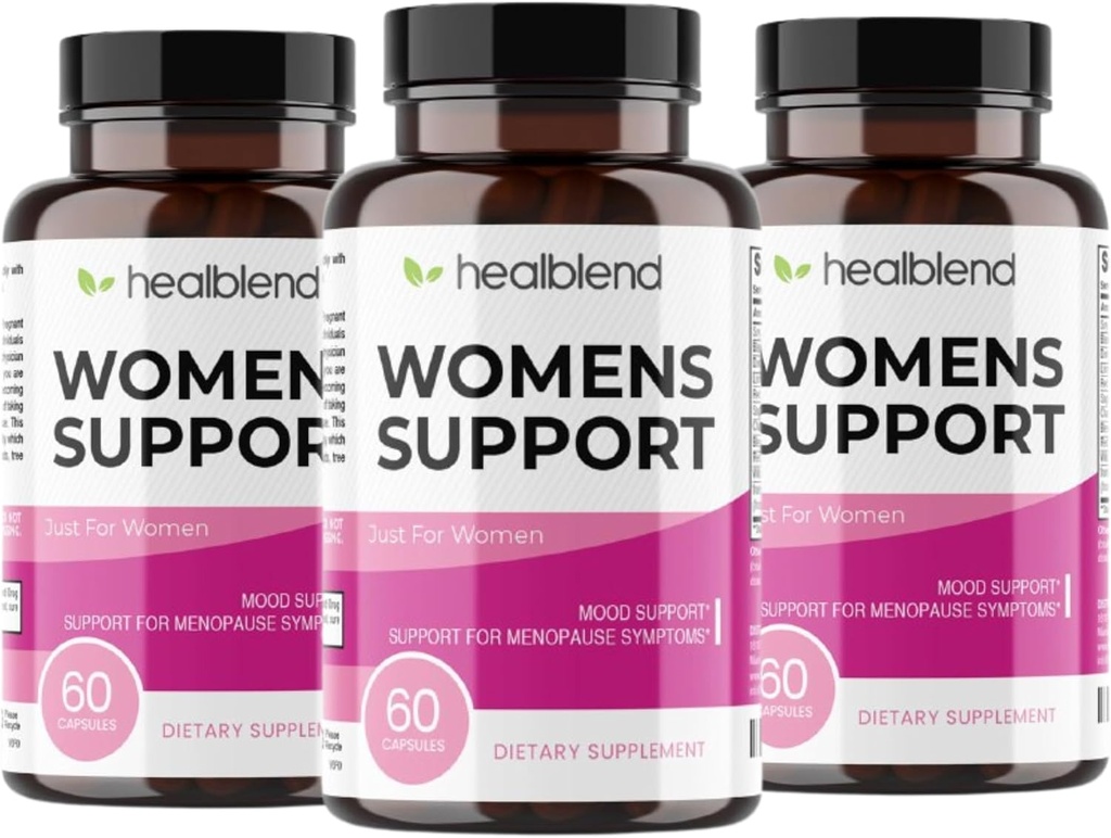Kvinnestøtte Complex Advanced Formula - Kvinnestøttetilskudd for varme blits, nattesvitser, symptomer på perimenopause og menopause - Hormon Regulation Naturlig - 180 kapsler (3 pakke)