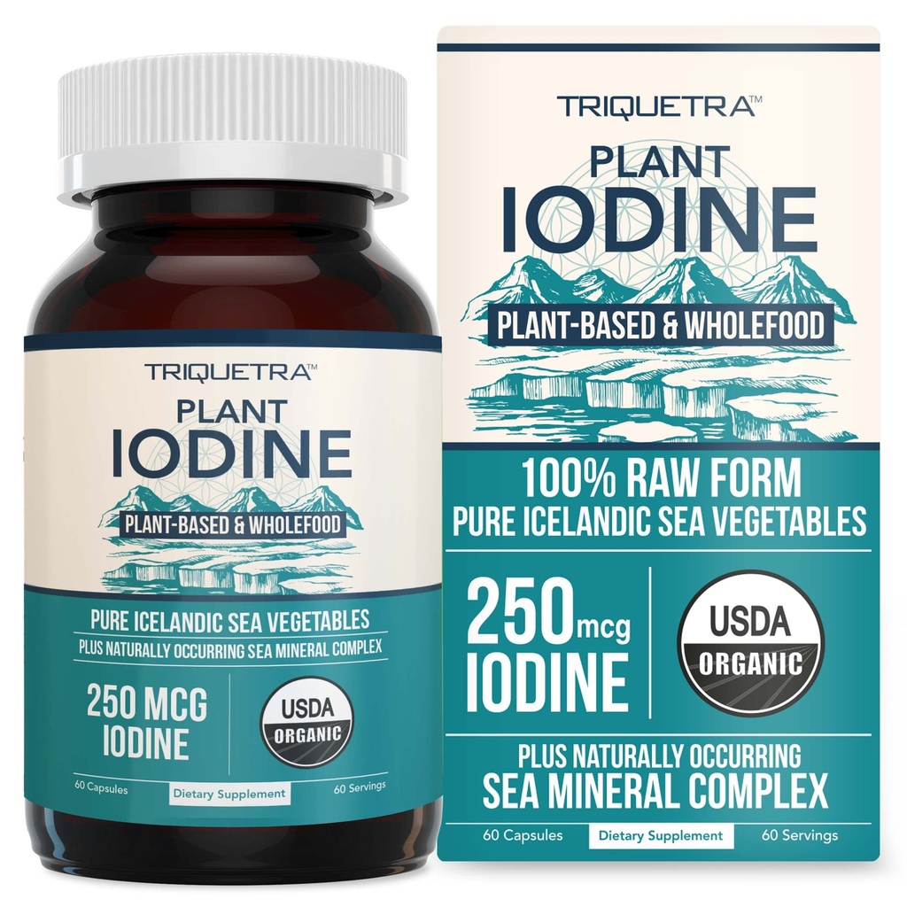 Organisk iodin Supplement fra Sea vegetability Complex, Hele mat & rå form - Iodine Plus Trace Mineral Complex - Inneholder reneste islandske sjøen Kelp, irske Moss & Bladderwrack (250 mcg)