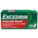 Excedrin Migraine Relief Caplets for Migraine Symptomer, Acetaminophen 250 mg, Aspirin 250 mg, Koffein 65 mg, smertefriere, 100 greve