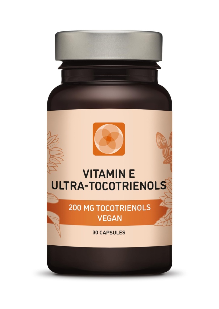 Ultra Tocotrienol 200 mg vitamin E Vegan – alle 4 tokotrienoler - Alfa Tocotrienol + Beta Tokotrienol + Gamma Tokotrienol + Delta Tokotrienol – Ingen tokotrienoler (30)